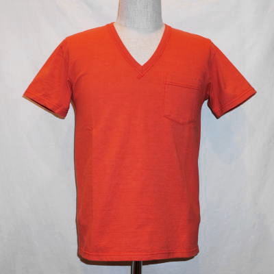 TVP-00W-ライトレッド-VネックポケットTシャツ00W-TVP00W-FLATHEAD-フラットヘッドTシャツの画像