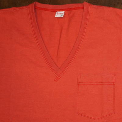 TVP-00W-ライトレッド-VネックポケットTシャツ00W-TVP00W-FLATHEAD-フラットヘッドTシャツの画像