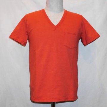 TVP-00W-ライトレッド-VネックポケットTシャツ00W-TVP00W-FLATHEAD-フラットヘッドTシャツの画像