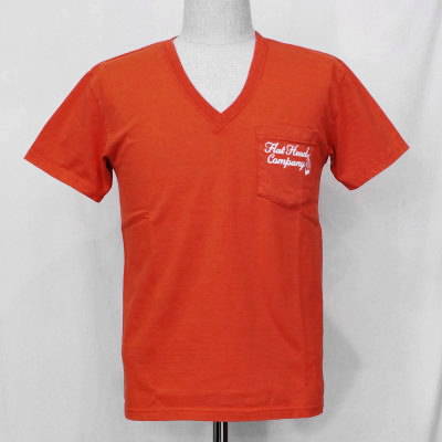 TVP-02W-ライトレッド-VネックポケットTシャツ02W-TVP02W-FLATHEAD-フラットヘッドTシャツの画像
