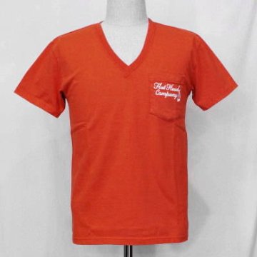 TVP-02W-ライトレッド-VネックポケットTシャツ02W-TVP02W-FLATHEAD-フラットヘッドTシャツの画像