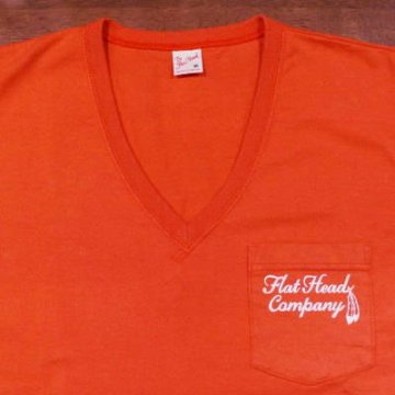 TVP-02W-ライトレッド-VネックポケットTシャツ02W-TVP02W-FLATHEAD-フラットヘッドTシャツの画像