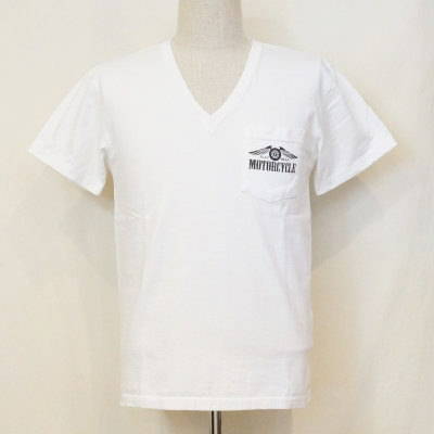 TVP-03W-ホワイト-VネックポケットTシャツ03W-TVP03W-FLATHEAD-フラットヘッドTシャツの画像