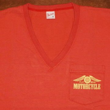 TVP-03W-ライトレッド-VネックポケットTシャツ03W-TVP03W-FLATHEAD-フラットヘッドTシャツの画像