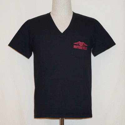 TVP-03W-ブラック-VネックポケットTシャツ03W-TVP03W-FLATHEAD-フラットヘッドTシャツの画像