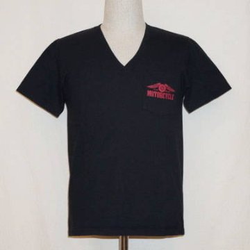 TVP-03W-ブラック-VネックポケットTシャツ03W-TVP03W-FLATHEAD-フラットヘッドTシャツの画像