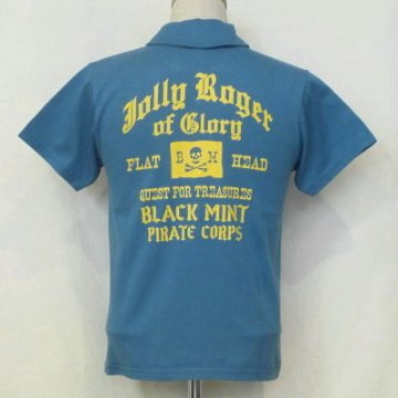 TNV-04W-サックスブルー-JOLLY ROGER-TNV04W-FLATHEAD-フラットヘッドTシャツ-フラットヘッドポロシャツ-BLACKMINT-ブラックミントTシャツの画像