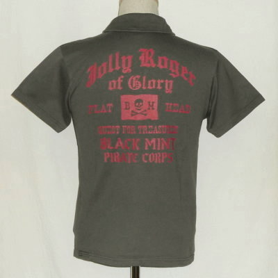 TNV-04W-チャコール-JOLLY ROGER-TNV04W-FLATHEAD-フラットヘッドTシャツ-フラットヘッドポロシャツ-BLACKMINT-ブラックミントTシャツの画像