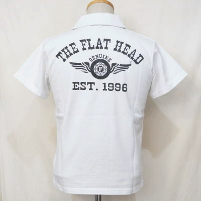 F-PS-101-WH-スキッパーポロシャツ101-FPS101-FLATHEAD-フラットヘッドTシャツ-フラットヘッドポロシャツの画像