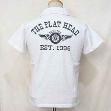 F-PS-101-WH-スキッパーポロシャツ101-FPS101-FLATHEAD-フラットヘッドTシャツ-フラットヘッドポロシャツの画像