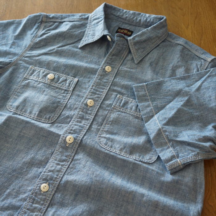 FN-SCK-010S CHAMBRAY WORK S/S SHIRTS FNSCK010S FLATHEAD フラットヘッドワークシャツ フラットヘッドシャツの画像