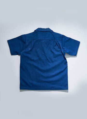 SOS25-AHB 藍 藍浅葱ヘリンボンオープンカラーシャツ SOS25AHB SAMURAIJEANS サムライジーンズ サムライジーンズオープンカラーシャツの画像
