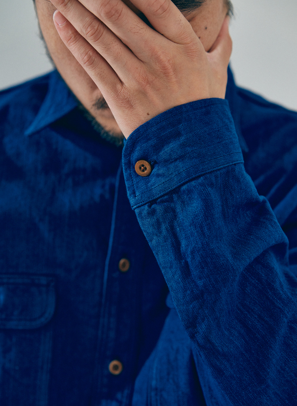 SSS25-AHB 藍 藍浅葱ヘリンボンワークシャツ SSS25AHB SAMURAIJEANS サムライジーンズシャツ 長袖シャツの画像
