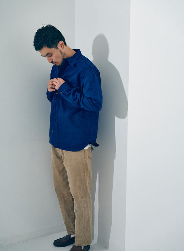 SSS25-AHB 藍 藍浅葱ヘリンボンワークシャツ SSS25AHB SAMURAIJEANS サムライジーンズシャツ 長袖シャツの画像