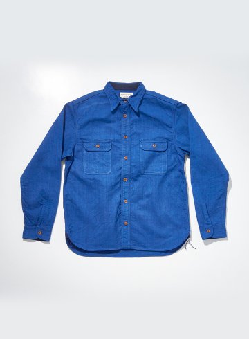 SSS25-AHB 藍 藍浅葱ヘリンボンワークシャツ SSS25AHB SAMURAIJEANS サムライジーンズシャツ 長袖シャツの画像