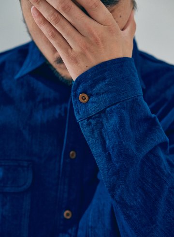SSS25-AHB 藍 藍浅葱ヘリンボンワークシャツ SSS25AHB SAMURAIJEANS サムライジーンズシャツ 長袖シャツの画像
