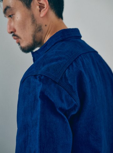 SSS25-AHB 藍 藍浅葱ヘリンボンワークシャツ SSS25AHB SAMURAIJEANS サムライジーンズシャツ 長袖シャツの画像