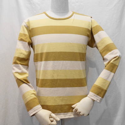 BTL-06W-ベージュマスタードオリーブ-ボーダーTシャツ長袖06-BTL06W-FLATHEAD-フラットヘッドTシャツ長袖の画像