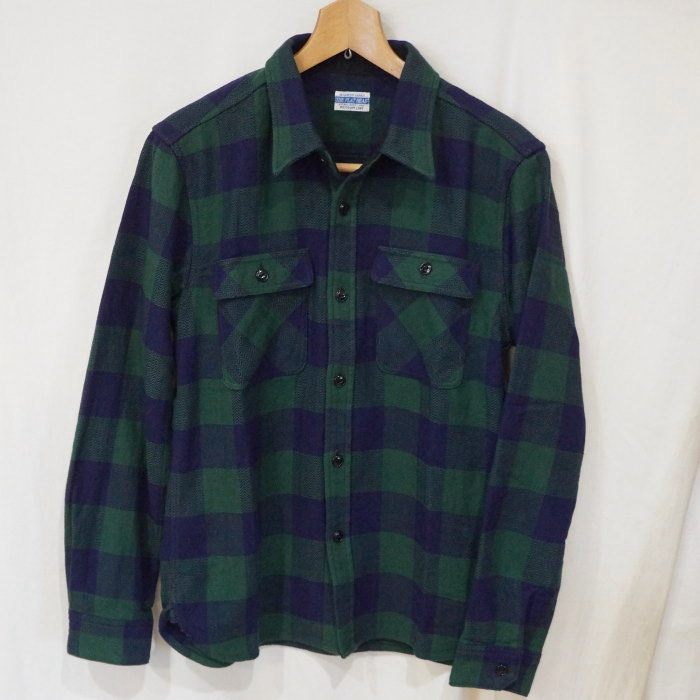 FN-SNR-101L-NVxGRN-ブロックチェックネルシャツ101L-FNSNR101L-FLATHEAD-フラットヘッドシャツ-BLOCK CHECK NEL SHIRT-ワークシャツの画像