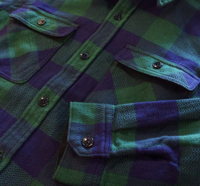 FN-SNR-101L-NVxGRN-ブロックチェックネルシャツ101L-FNSNR101L-FLATHEAD-フラットヘッドシャツ-BLOCK CHECK NEL SHIRT-ワークシャツの画像