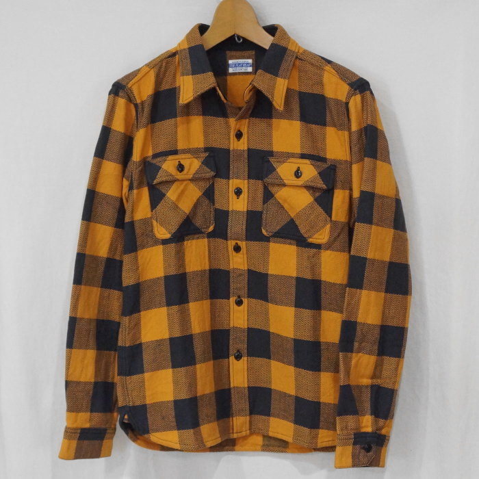 FN-SNR-101L-ORxCHA-ブロックチェックネルシャツ101L-FNSNR101L-FLATHEAD-フラットヘッドシャツ-BLOCK CHECK NEL SHIRT-ワークの画像