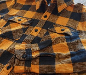 FN-SNR-101L-ORxCHA-ブロックチェックネルシャツ101L-FNSNR101L-FLATHEAD-フラットヘッドシャツ-BLOCK CHECK NEL SHIRT-ワークの画像
