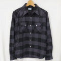FN-SNW-101L-GRYxBK-ブロックチェックネルウエスタンシャツ101L-FNSNW101L-FLATHEAD-フラットヘッドシャツ-BLOCK CHECK NEL SHIRTの画像