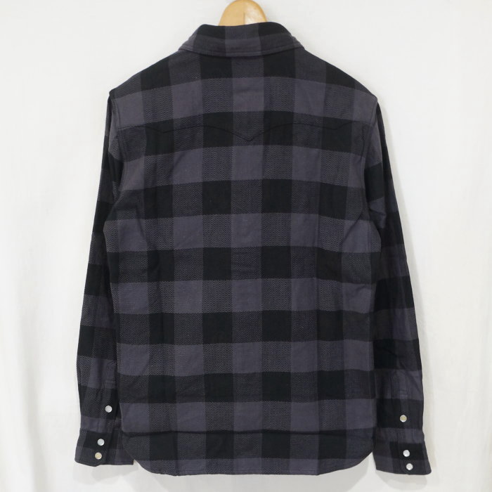 FN-SNW-101L-GRYxBK-ブロックチェックネルウエスタンシャツ101L-FNSNW101L-FLATHEAD-フラットヘッドシャツ-BLOCK CHECK NEL SHIRTの画像