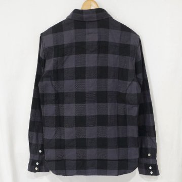 FN-SNW-101L-GRYxBK-ブロックチェックネルウエスタンシャツ101L-FNSNW101L-FLATHEAD-フラットヘッドシャツ-BLOCK CHECK NEL SHIRTの画像
