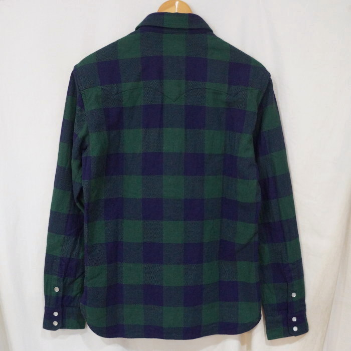 FN-SNW-101L-NVxGRN-ブロックチェックネルウエスタンシャツ101L-FNSNW101L-FLATHEAD-フラットヘッドシャツ-BLOCK CHECK NEL SHIRT-ワークシャツの画像