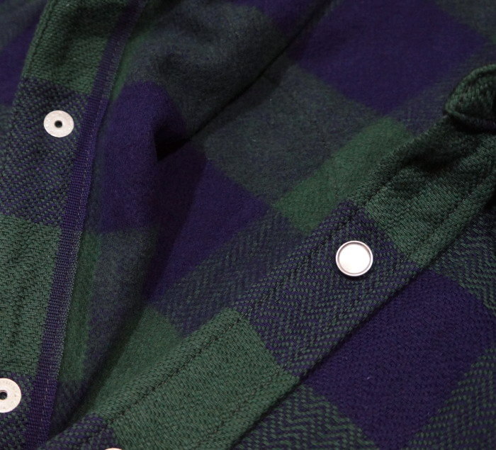 FN-SNW-101L-NVxGRN-ブロックチェックネルウエスタンシャツ101L-FNSNW101L-FLATHEAD-フラットヘッドシャツ-BLOCK CHECK NEL SHIRT-ワークシャツの画像