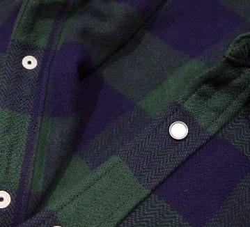 FN-SNW-101L-NVxGRN-ブロックチェックネルウエスタンシャツ101L-FNSNW101L-FLATHEAD-フラットヘッドシャツ-BLOCK CHECK NEL SHIRT-ワークシャツの画像