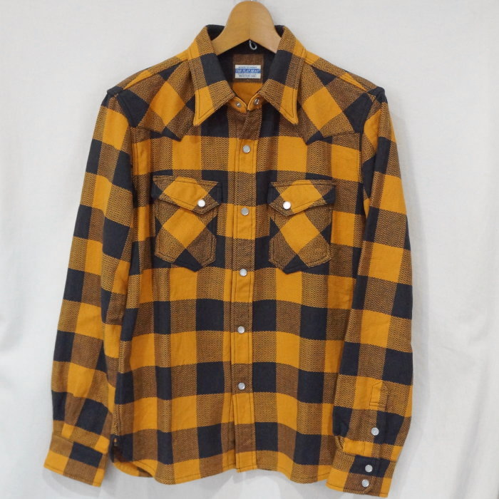 FN-SNW-101L-ORxCHA-ブロックチェックネルウエスタンシャツ101L-FNSNW101L-FLATHEAD-フラットヘッドシャツ-BLOCK CHECK NEL SHIRT-ワークシャツの画像