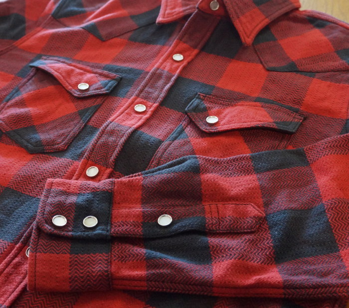 FN-SNW-101L-RDxLBK-ブロックチェックネルウエスタンシャツ101L-FNSNW101L-FLATHEAD-フラットヘッドシャツ-BLOCK CHECK NEL SHIRT-ワークシャツの画像