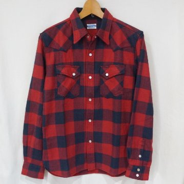 FN-SNW-101L-RDxLBK-ブロックチェックネルウエスタンシャツ101L-FNSNW101L-FLATHEAD-フラットヘッドシャツ-BLOCK CHECK NEL SHIRT-ワークシャツの画像
