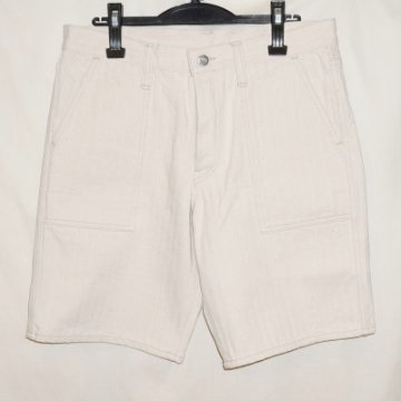 SCBSP17-KHB-生成り-キナリへリンボンベイカーショートパンツ17-SCBSP17KHB-SAMURAIJEANS-サムライジーンズ-サムライ倶楽部デニム-短パンの画像