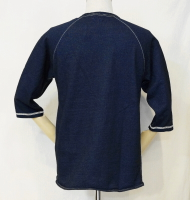 SJIT-104M-インディゴ-サムライジーンズインディゴ七分袖Ｔシャツ104M-SJIT104M-SAMURAIJEANS-サムライジーンズ七分袖Ｔシャツの画像