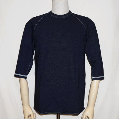SJIT-104M-インディゴ-サムライジーンズインディゴ七分袖Ｔシャツ104M-SJIT104M-SAMURAIJEANS-サムライジーンズ七分袖Ｔシャツの画像