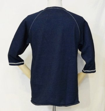 SJIT-104M-インディゴ-サムライジーンズインディゴ七分袖Ｔシャツ104M-SJIT104M-SAMURAIJEANS-サムライジーンズ七分袖Ｔシャツの画像