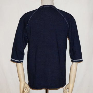 SJIT-104M-インディゴ-サムライジーンズインディゴ七分袖Ｔシャツ104M-SJIT104M-SAMURAIJEANS-サムライジーンズ七分袖Ｔシャツの画像