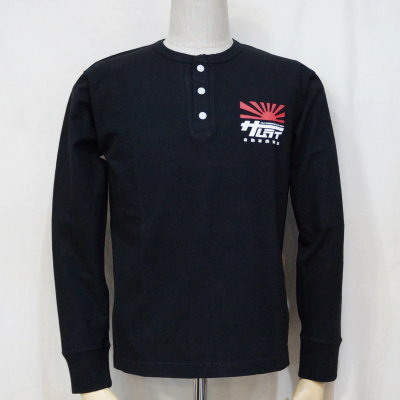 SMLT18-102-BK-サムライ自動車倶楽部長袖ヘンリーネックTシャツ18-102-SMLT18102-SAMURAIJEANS-サムライジーンズロンＴの画像