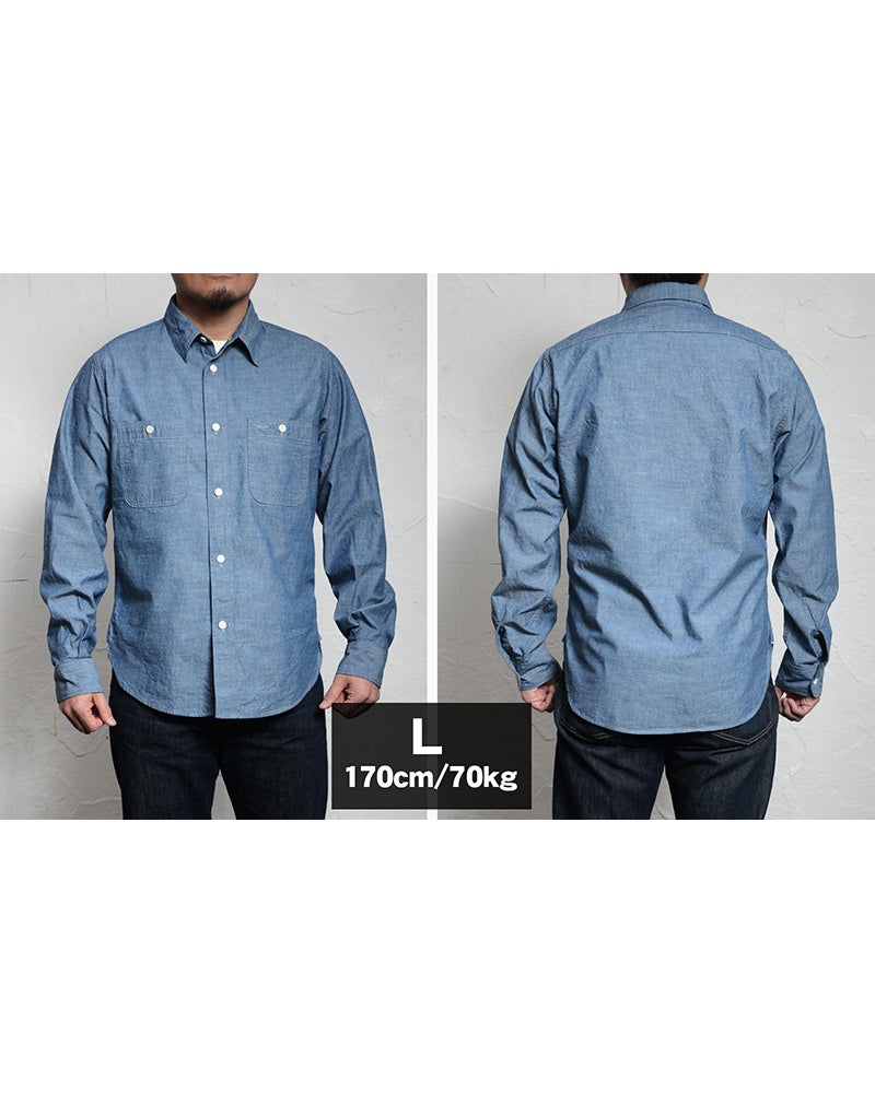 7623 ID 56 INDIGO CHAMBRAY DELUXEWARE デラックスウエアワークシャツ-シャツ長袖の画像