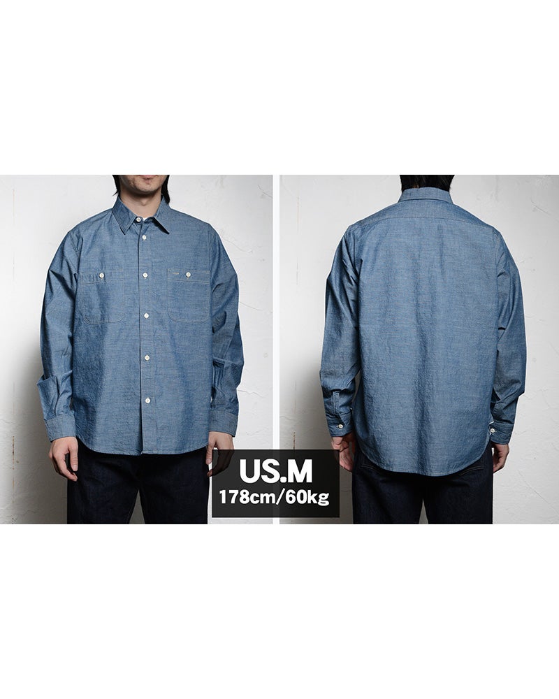 7623 ID 56 INDIGO CHAMBRAY DELUXEWARE デラックスウエアワークシャツ-シャツ長袖の画像