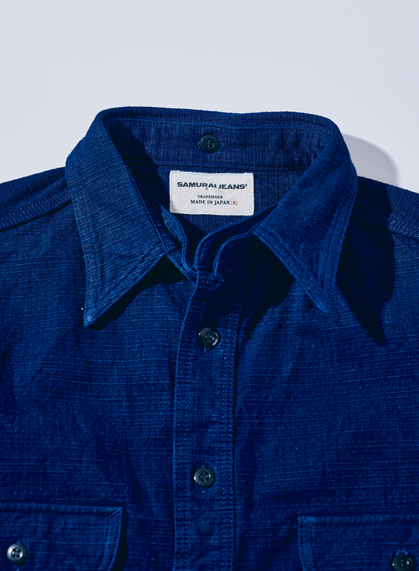 SSS25-YRC 藍 藍襟脱着切り替えシャツ SSS25YRC SAMURAIJEANS サムライジーンズシャツ 長袖シャツの画像
