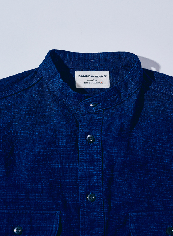 SSS25-YRC 藍 藍襟脱着切り替えシャツ SSS25YRC SAMURAIJEANS サムライジーンズシャツ 長袖シャツの画像