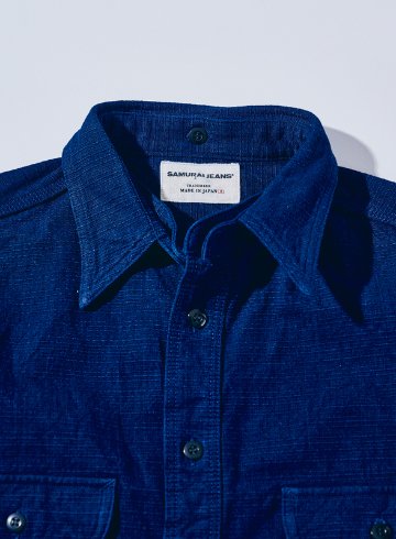 SSS25-YRC 藍 藍襟脱着切り替えシャツ SSS25YRC SAMURAIJEANS サムライジーンズシャツ 長袖シャツの画像