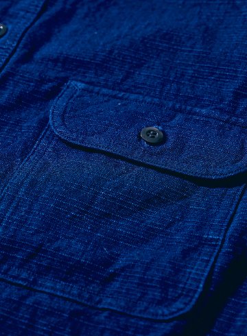 SSS25-YRC 藍 藍襟脱着切り替えシャツ SSS25YRC SAMURAIJEANS サムライジーンズシャツ 長袖シャツの画像