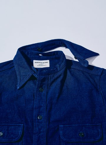 SSS25-YRC 藍 藍襟脱着切り替えシャツ SSS25YRC SAMURAIJEANS サムライジーンズシャツ 長袖シャツの画像