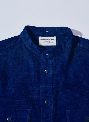SSS25-YRC 藍 藍襟脱着切り替えシャツ SSS25YRC SAMURAIJEANS サムライジーンズシャツ 長袖シャツの画像