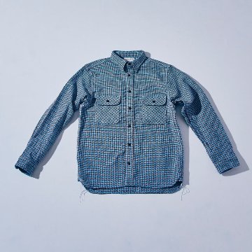 SIN25-02 LBLxBR チーズインディゴヘビーネルワークシャツ SIN2502 SAMURAIJEANS サムライジーンズネルシャツ 長袖シャツの画像